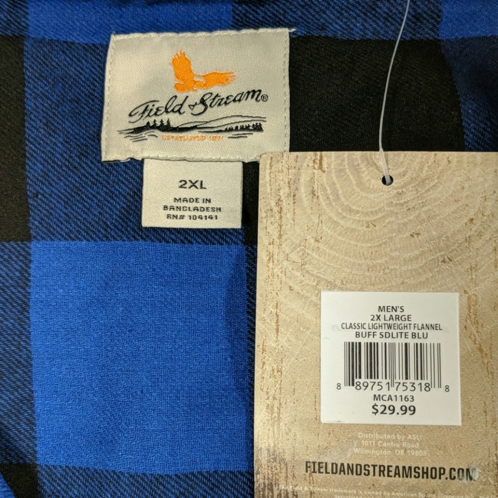 Men's black and blue flannel size 2XL - Picture 2 of 3